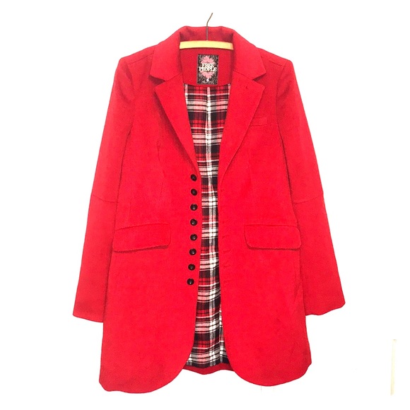 Free People Jackets & Blazers - {FREE PEOPLE} red pea coat🧶🧣🎒👠